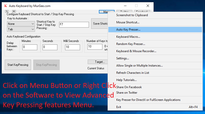 Auto Keyboard Presser: Free tool that automatically presses keys